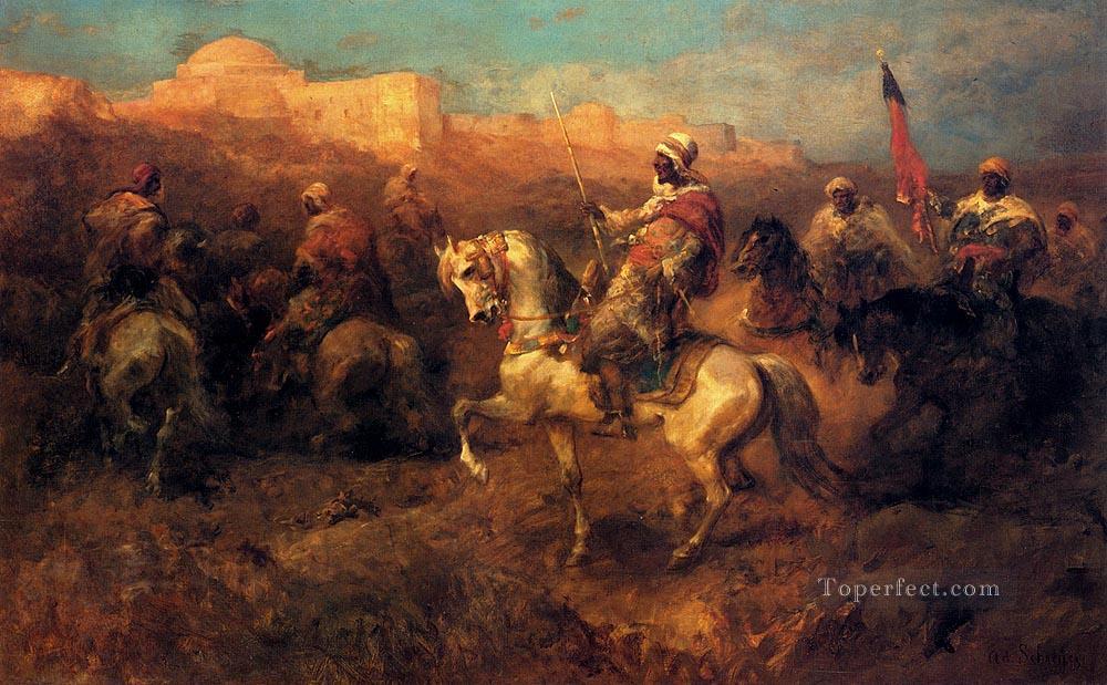 Cavaliers arabes sur le mars Arabe Adolf Schreyer Peintures à l'huile